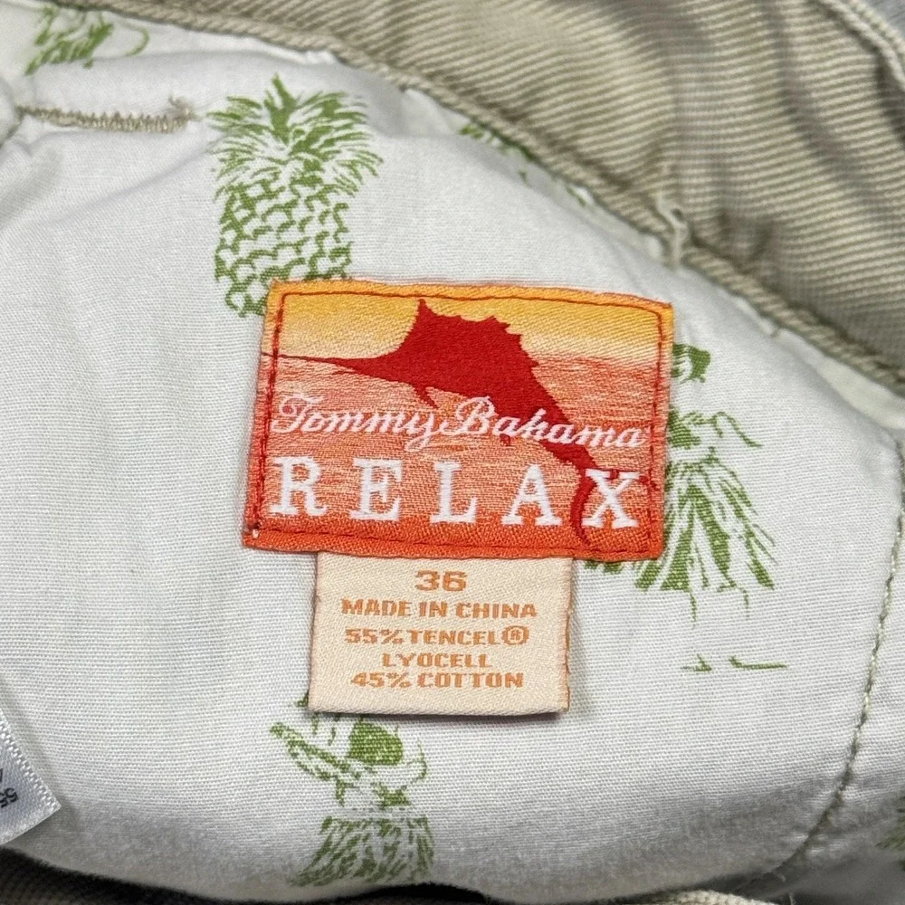 Tommy Bahama Cargo Shorts Mens 36 Beige Lyocell Cotton Canvas‎ Pockets 9